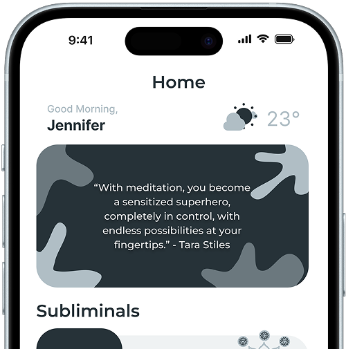 App screenshot showing meditation session