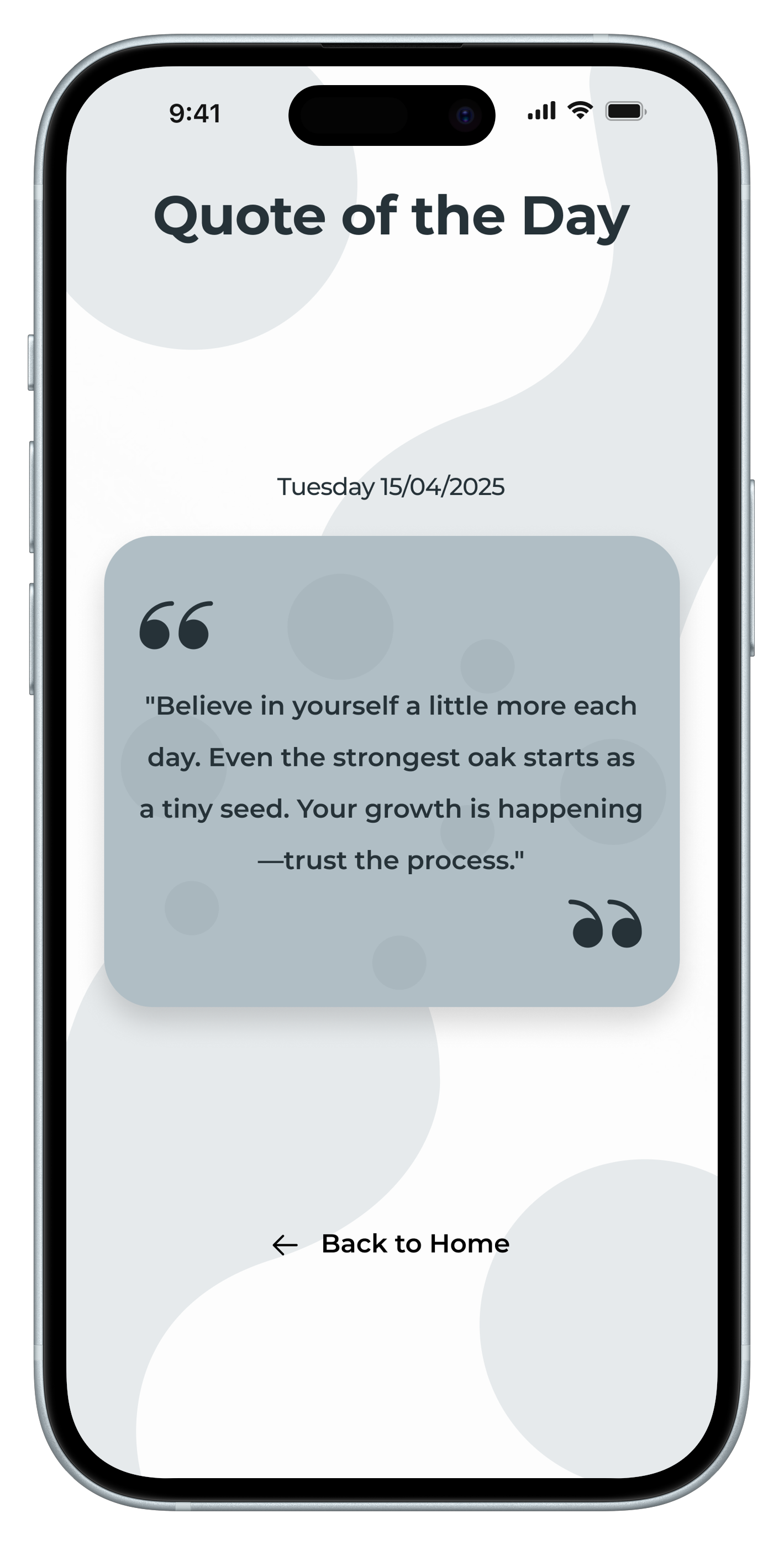App screenshot showing categories